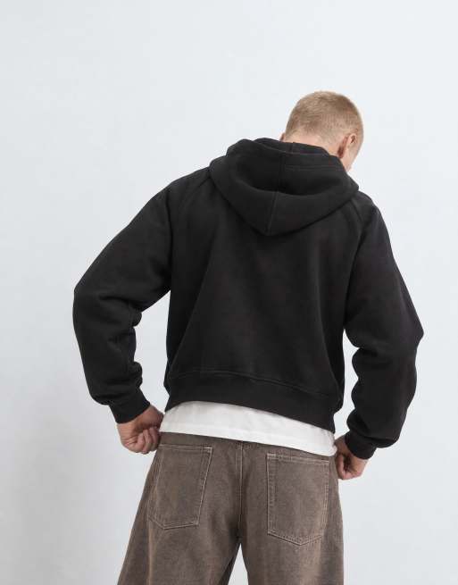 Aelfric Eden boxy panel zip up hoodie in black, 7 of 10