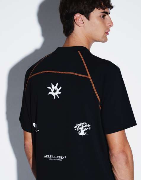 Aelfric Eden breezy oversized feather t-shirt in black - view 1