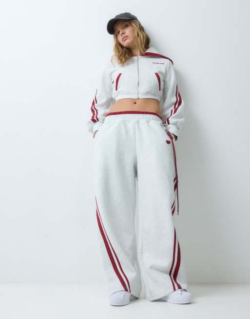 Aelfric Eden cropped contrast stripe hoodie in grey , 2 of 5