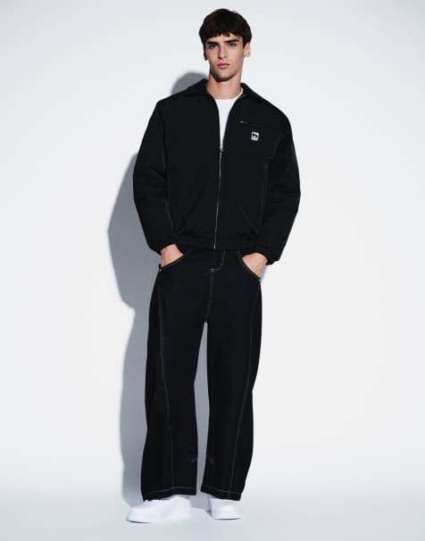 Aelfric Eden curved seam super baggy barrel jeans in black - view 1