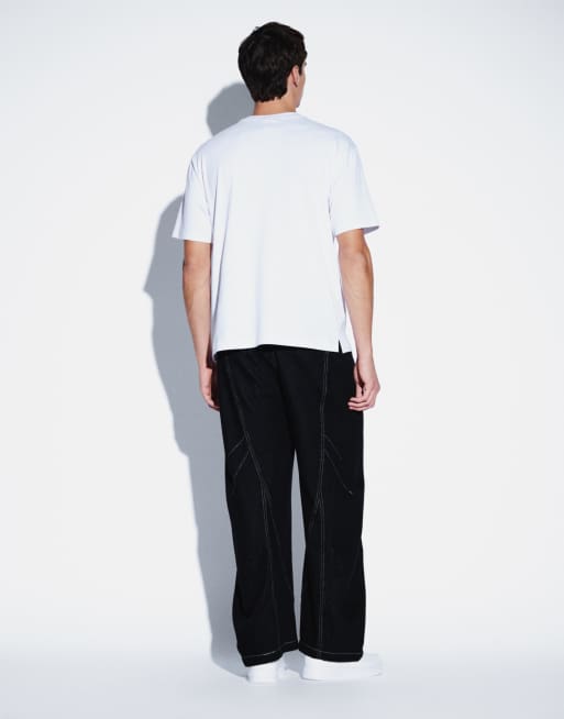 Aelfric Eden curved seam super baggy barrel jeans in black, 3 of 5