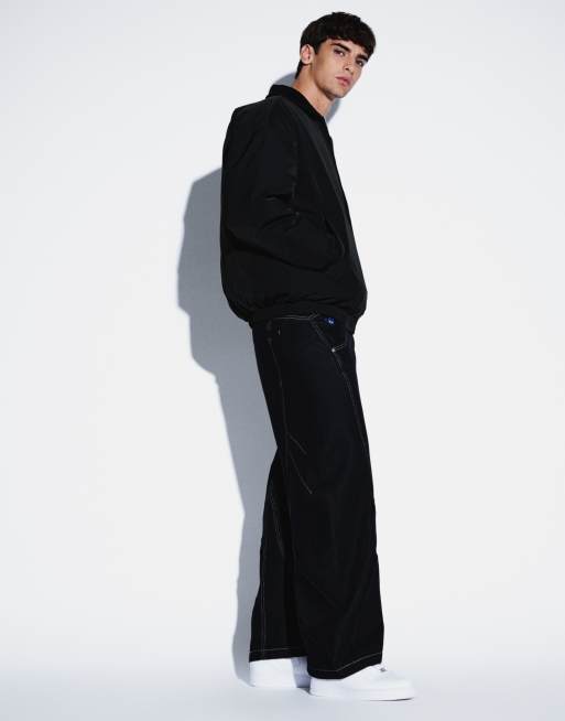 Aelfric Eden curved seam super baggy barrel jeans in black, 4 of 5