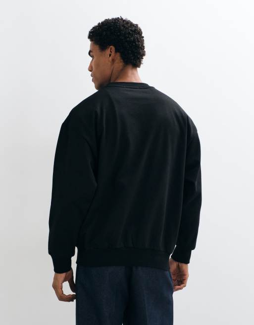 Aelfric Eden logo college boxy sweatshirt in black, 4 of 5