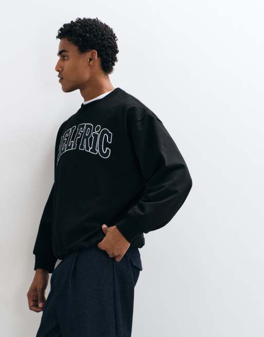 Aelfric Eden logo college boxy sweatshirt in black, 5 of 5
