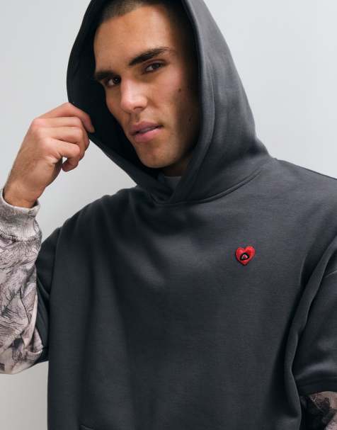 Aelfric Eden oversized contrast camo pull on hoodie in grey - view 1