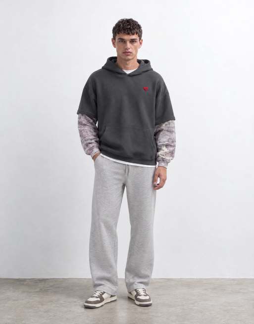 Aelfric Eden oversized contrast camo pull on hoodie in grey, 7 of 10
