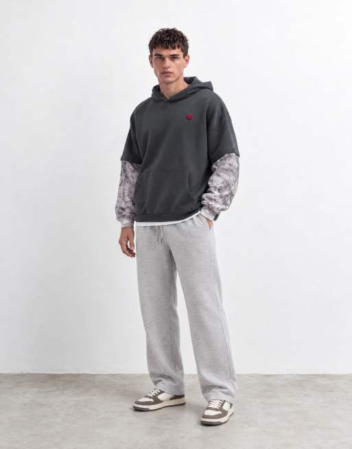 Aelfric Eden oversized contrast camo pull on hoodie in grey, 8 of 10