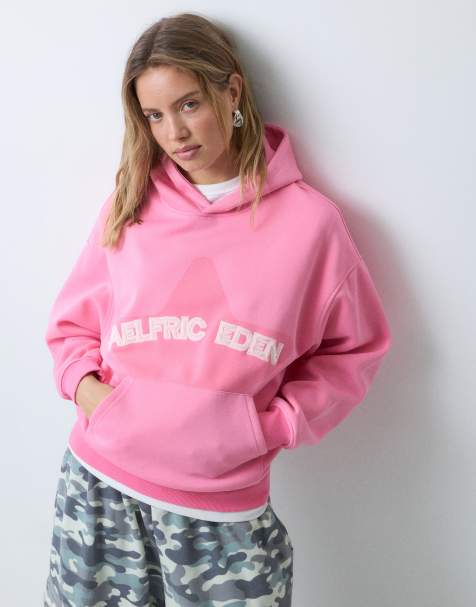 Aelfric Eden oversized hoodie with star print in pink - view 1