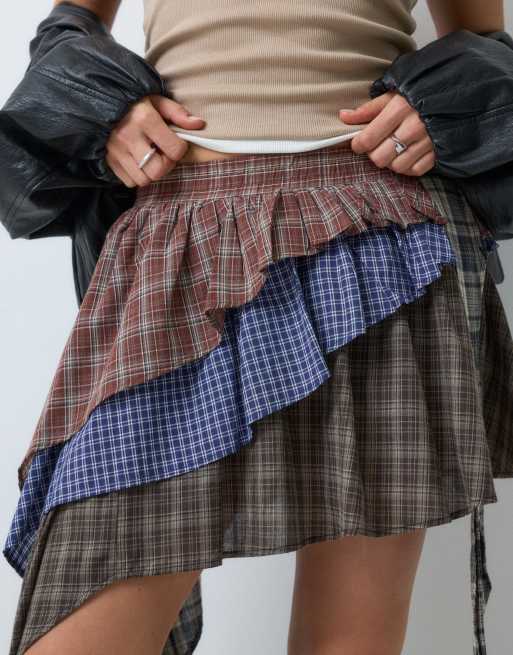 Aelfric Eden patchwork aysmmetric skirt in check, 2 of 5