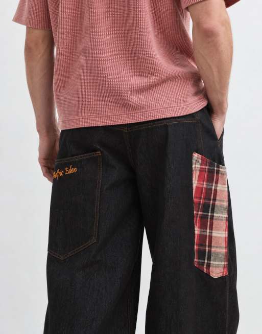 Aelfric Eden plaid pocket baggy jeans in black, 10 of 10