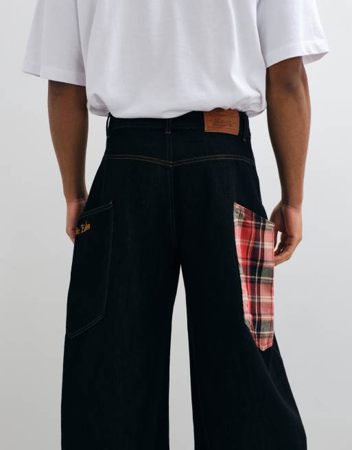 Aelfric Eden plaid pocket baggy jeans in black, 2 of 10