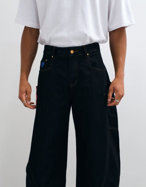 Aelfric Eden plaid pocket baggy jeans in black, 4 of 10