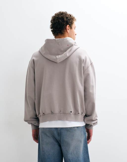 Aelfric Eden rhinestone boxy hoodie in grey, 5 of 5