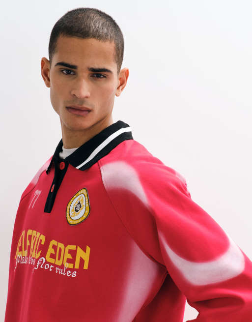 Aelfric Eden world stage rugby sweatshirt in red, 5 of 5