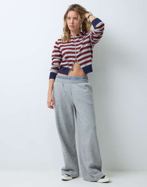 Aelfric Eden zip up stripe knit hoodie in red and gray, 2 of 5