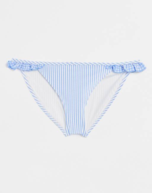 Aerie – Blå ginghamrutig bikini med volangdekorerade axelband, 3 av 3