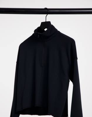 black cropped quarter zip