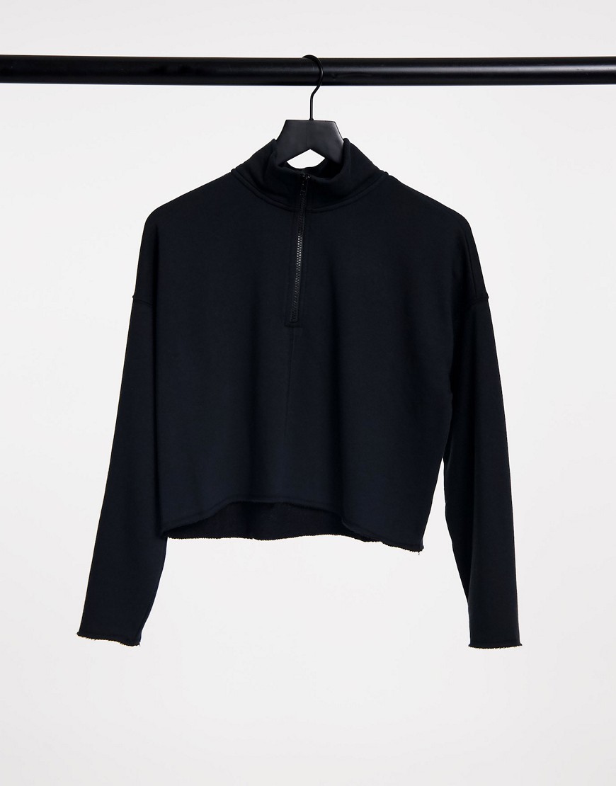 Aerie - Cropped sweater met korte rits in zwart