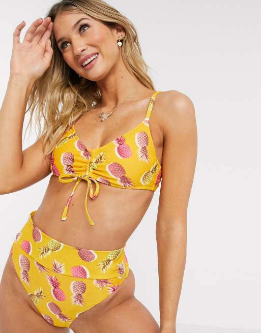 Aerie high cut pineapple bikini bottoms in yellow