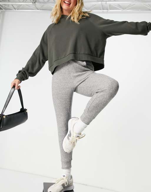 Aerie - Joggingbroek van wafelstof in donkergrijs, 4 van 4