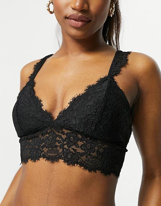 Aerie lace bralette with removable padding in black