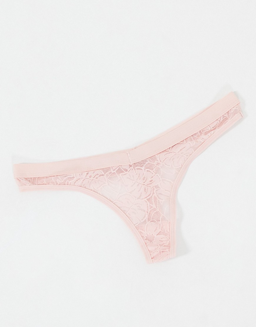 Aerie palm lace high cut thong in pink