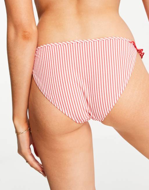 Aerie - Røde bikinitrusser med gingham-ternede flæser - Del af sæt, 3 af 4