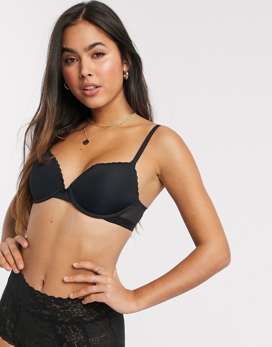 Aerie real happy plunge push up basic bra in black