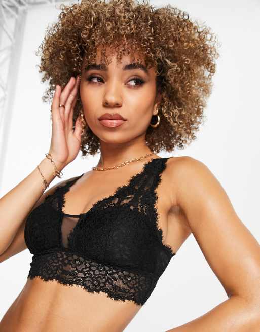 Aerie - Romantic - Brassière in pizzo nero con scollo profondo e  imbottitura rimovibile