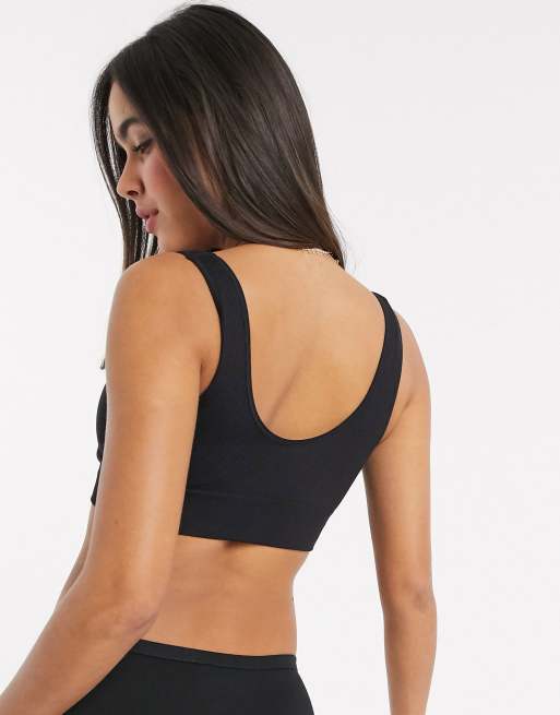 Aerie seamless scoop padded bralette in black