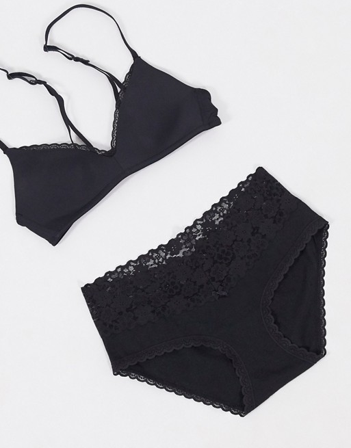 Aerie solid lace boy brief in black