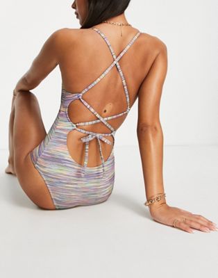 Aerie strappy back detail swimsuit in space dye