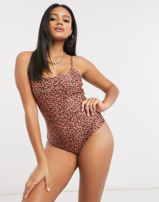 Aerie swimsuit with tie back in animal print