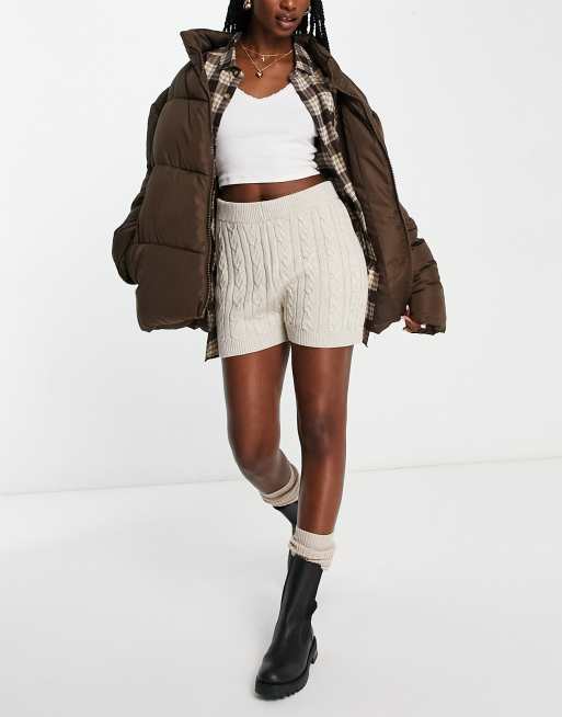 Aeropostale A87 cable knit shorts in ecru (part of a set), 3 of 4