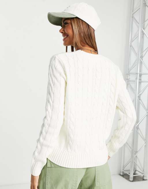 Aeropostale A87 cable logo jumper in white