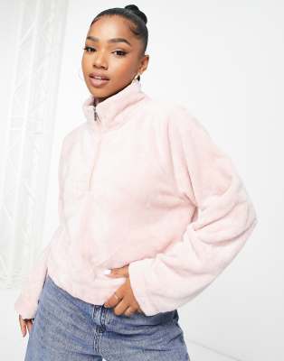 Aeropostale aero 1 4 zip fluffy fleece in pink ASOS