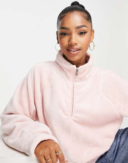 Aeropostale aero 1 4 zip fluffy fleece in pink