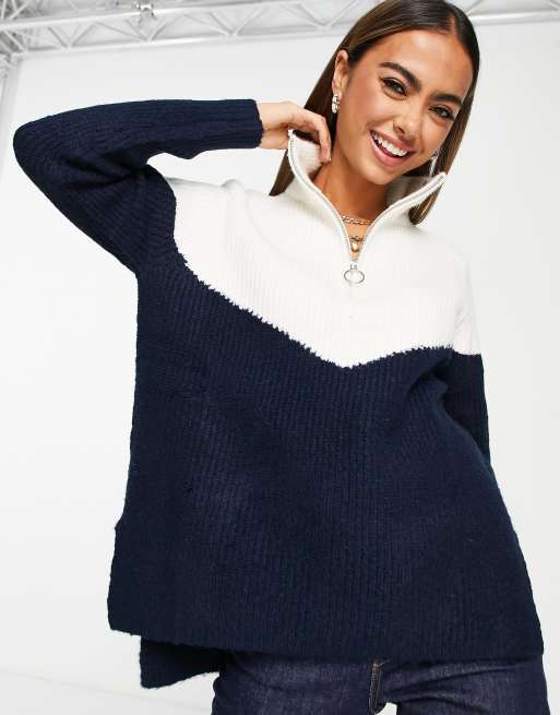 Aeropostale aero 1 4 zip neck sweater in navy