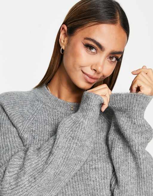 Aeropostale aeropostale fluffy balloon sleeve jumper in charcoal | ASOS