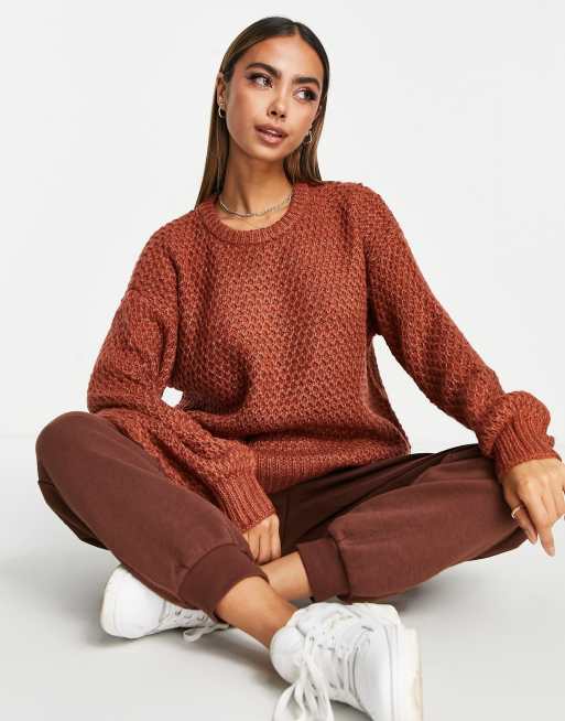 Aeropostale honeycomb knit jumper in orange
