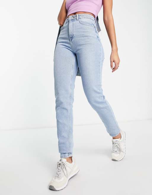 Jeans mom bleu clair new arrivals