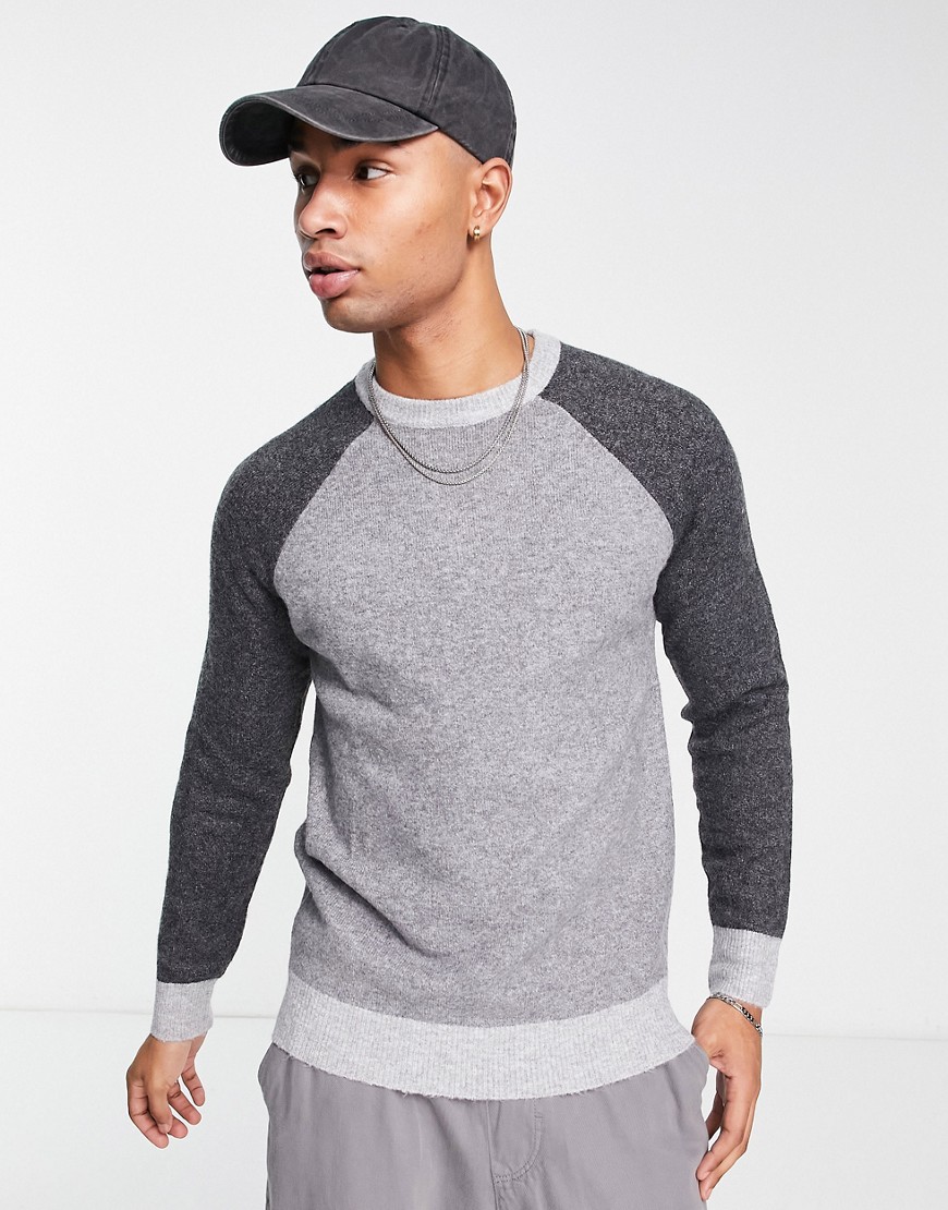 Aéropostale Contrasting Sleeve Sweater In Multi In Gray