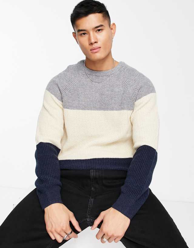 Aeropostale knitted blocked sweater in gray