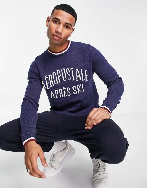 Aeropostale knitted sweater in navy ASOS