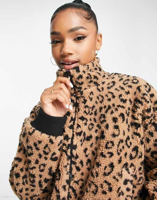 Leopard print zip store up jacket