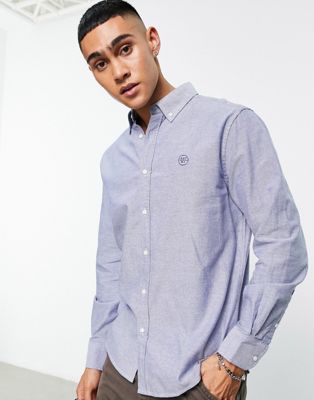Aéropostale Plain Shirt In Light Blue-gray In Navy
