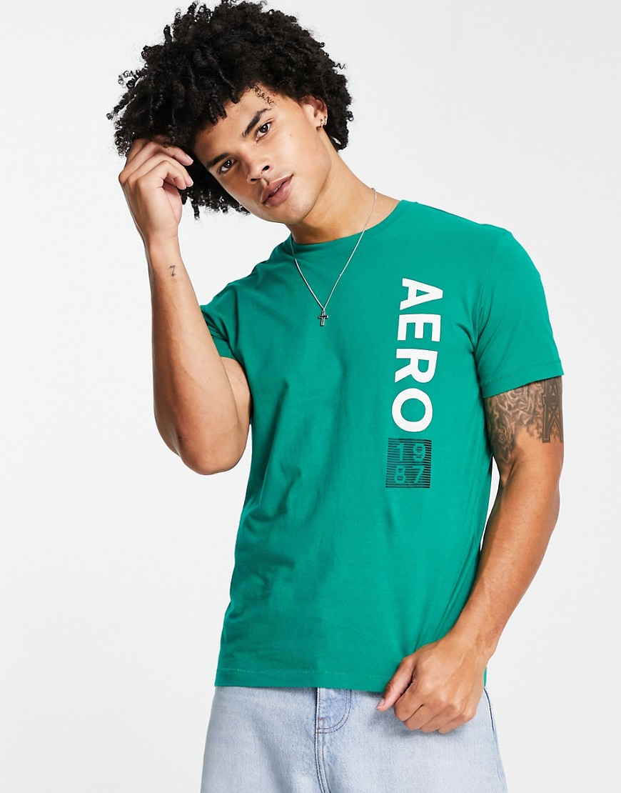 Aeropostale printed side logo T-shirt in green