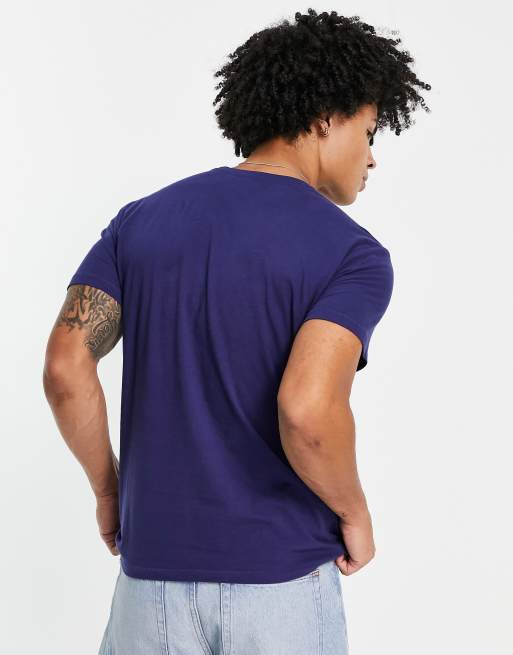 ASOS DESIGN Relaxed T-Shirt In Blue Rib With Navy Colour Block & Chicago  Front Print for Men