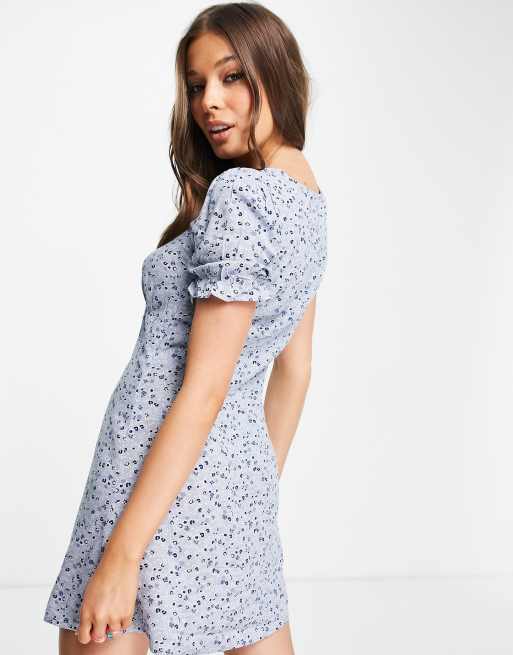 Aeropostale puff sleeve flare dress in baby blue