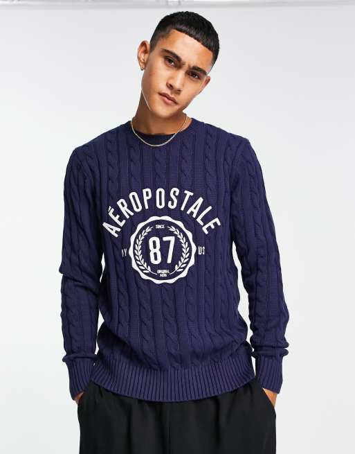 Aeropostale - Pull avec logo à l'avant - Bleu marine
